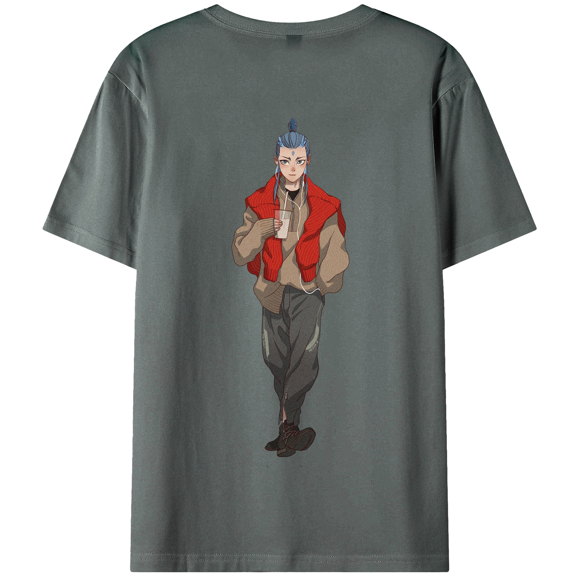 （画像用） Ne Zha 2 ナタ 魔童の大暴れ 綿100％半袖Tシャツ（背面プリント）